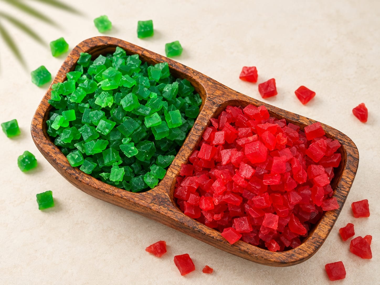 Fruta confitada roja y verde para panadería, pastelería y repostería